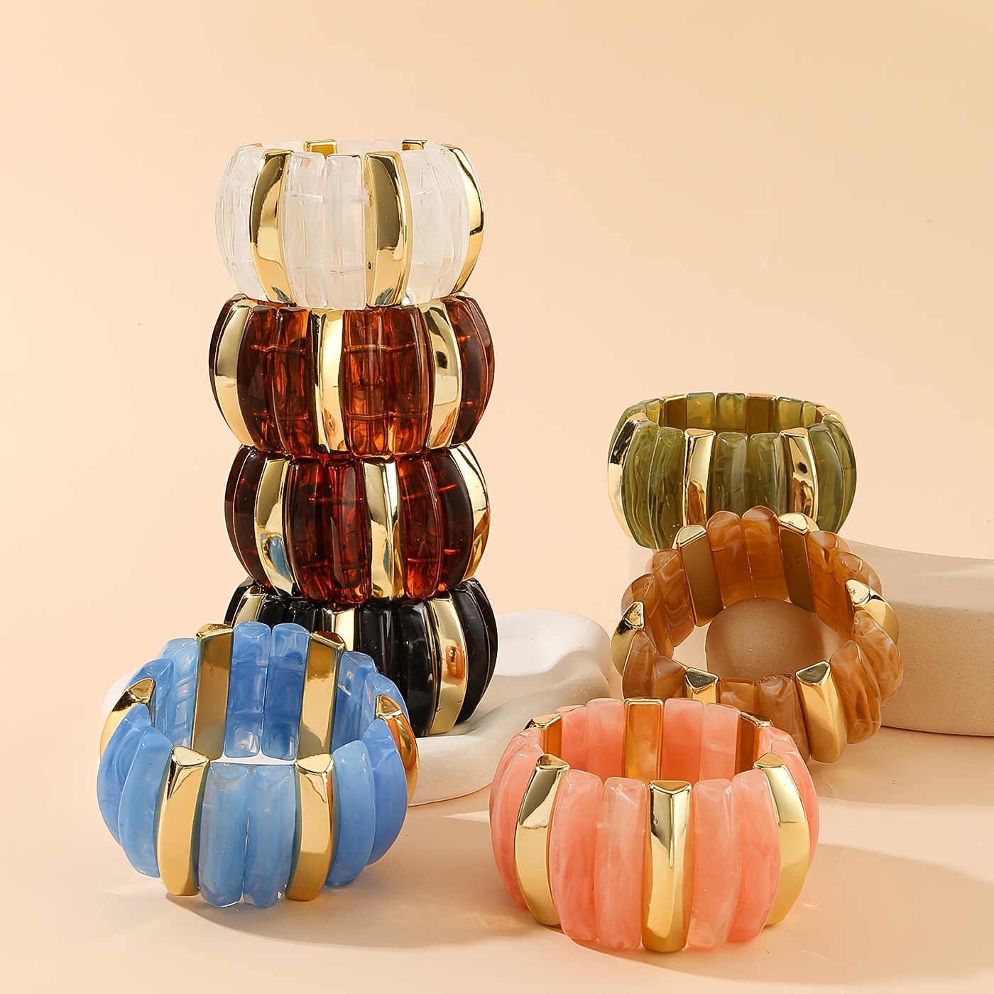 Vintage Tortoiseshell Wide Bangle, Light Luxury Design